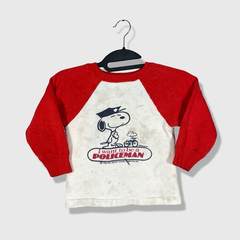 70s/80s Champion Peanuts Snoopy Sweatshirt Kids Size 6 Red White Vintage Raglan